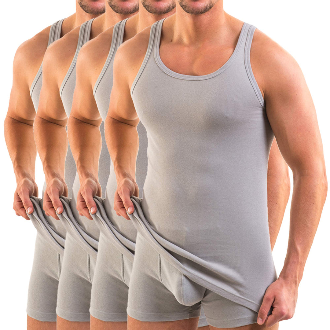HERMKO 3000 4er Pack Herren Tank Top (Weitere Farben) Bio-Baumwolle S Grau, S Grau