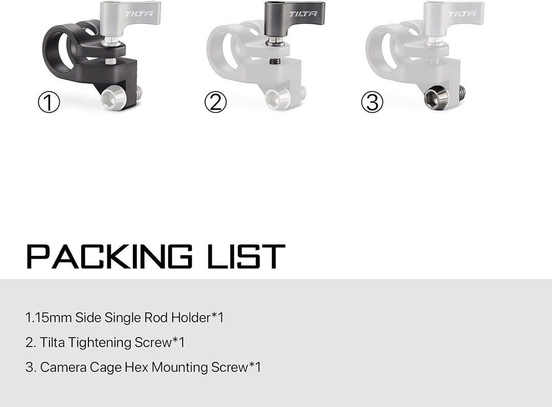Tilta 15 mm seitlicher Einzelstangenhalter für Tilta Bmpcc 4K Kamerakäfig TA-SRA-15-G