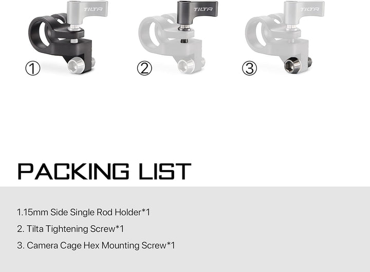 Tilta 15 mm seitlicher Einzelstangenhalter für Tilta Bmpcc 4K Kamerakäfig TA-SRA-15-G