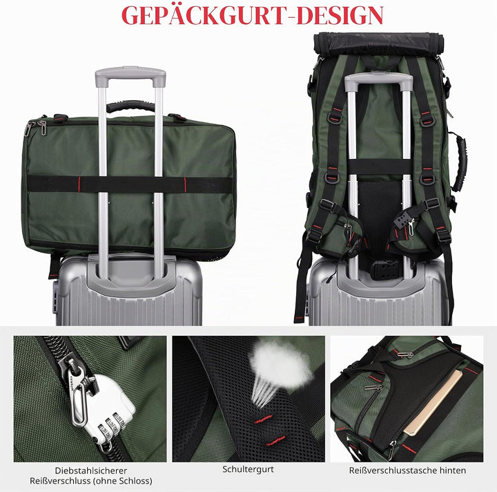 WITZMAN Reiserucksack Herren Gross Nylon Laptop Rucksack Fit 16 Zoll Reiserucksack Reisetasche mit S