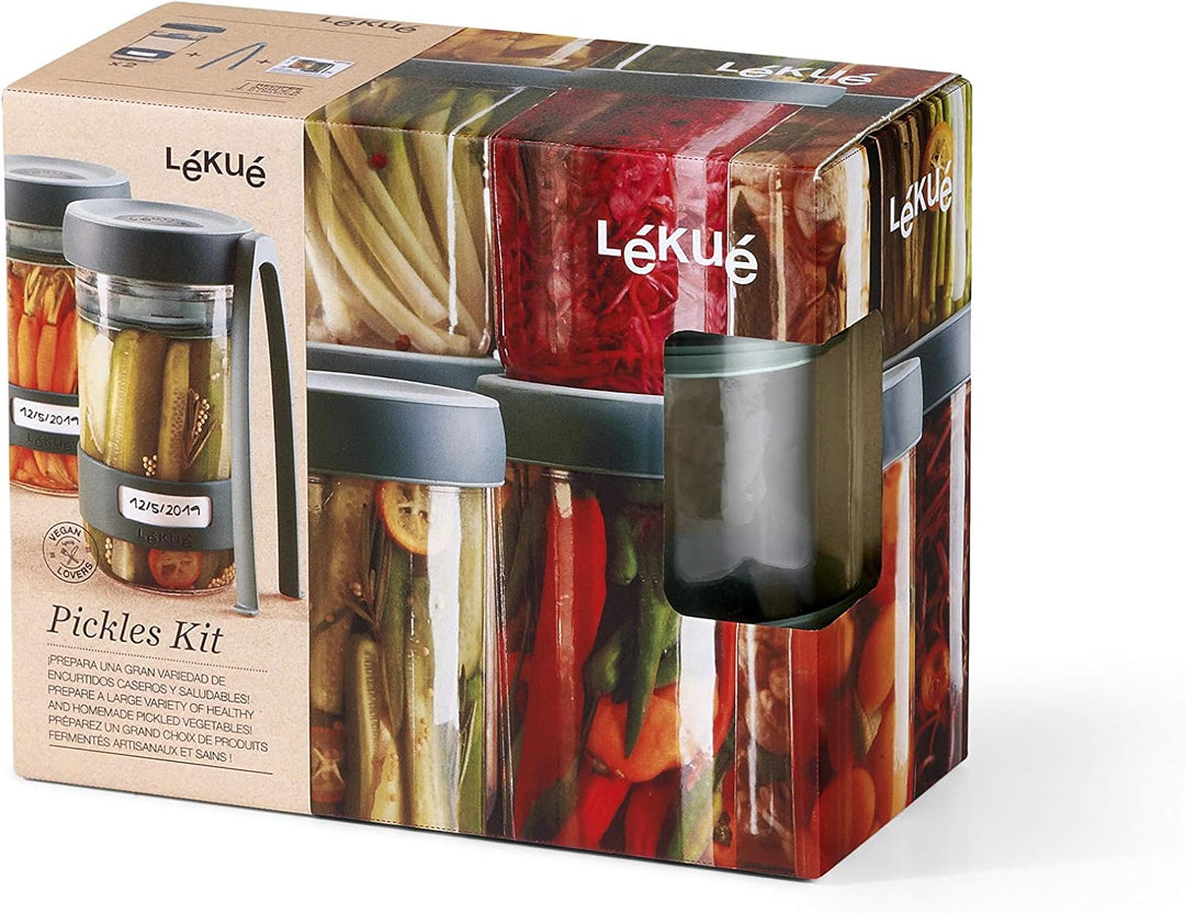 Lékué Zubereitungs-Set für Essiggurken mit 700-ml-Behälter, grün, einzeln, Único Werkzeugset, Werkze