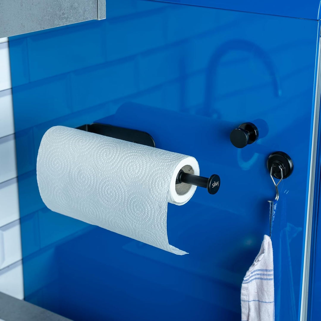 silwy® Magnetischer Küchenrollenhalter – Haftet ohne Bohren auf Metallflächen & Metall-Leiste – Flex