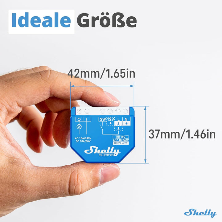 Shelly Qubino Wave 1 | Z-wave Smart-Schalter-Relais, 1 Kanal 16 A mit Trockenkontakt | Hausautomatio