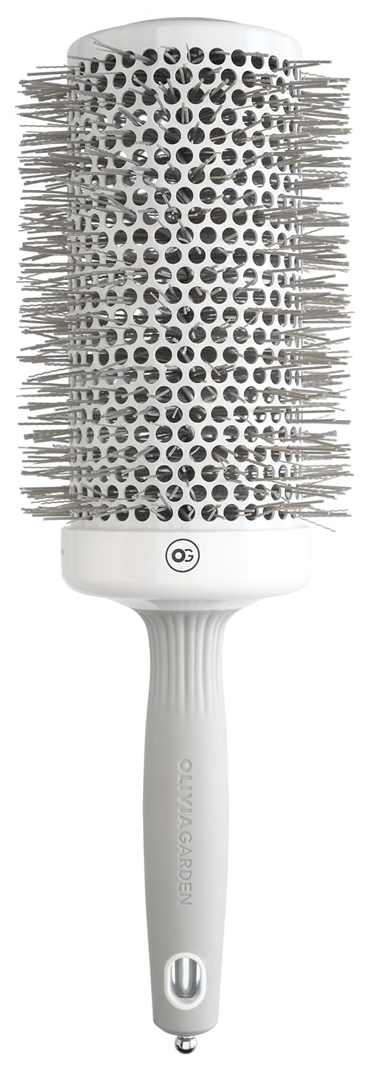 Olivia Garden Expert Blowout Speed – Weiss & Grau - 65 - Keramik-Rundbürste mit extra langem Barrel