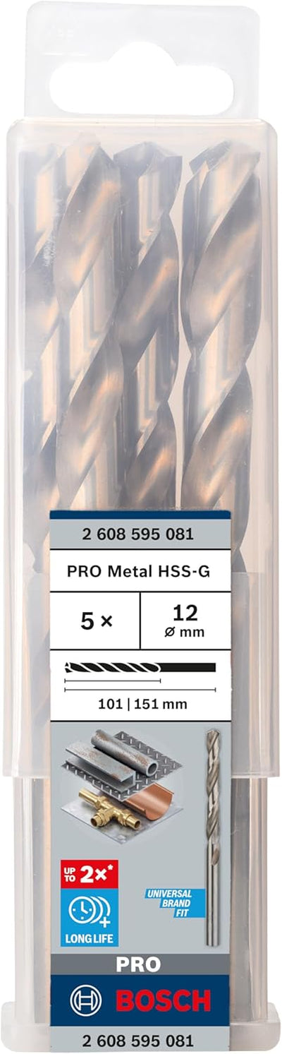 Bosch Accessories Bosch Professional Metallbohrer HSS-G geschliffen (5 Stück, Ø 12 mm) Durchmesser: