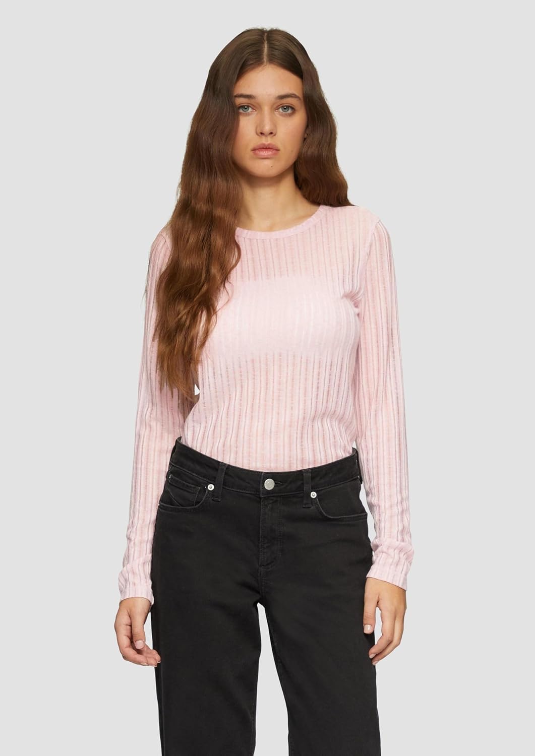 QS Leicht transparentes Longsleeve mit Strukturmuster XXL 4176_altrosa, XXL 4176_altrosa