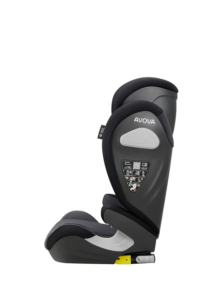 AVOVA Sora-Fix (Grey & Black), der Folgesitz geeignet von 100 bis 150 cm, 4 bis 12 Jahre, mit Isofix