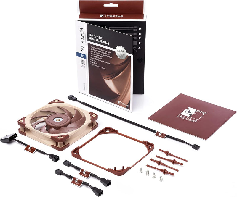 Noctua NF-A12x25 FLX, Leiser Premium-Lüfter, 3-Pin (120mm, Braun)