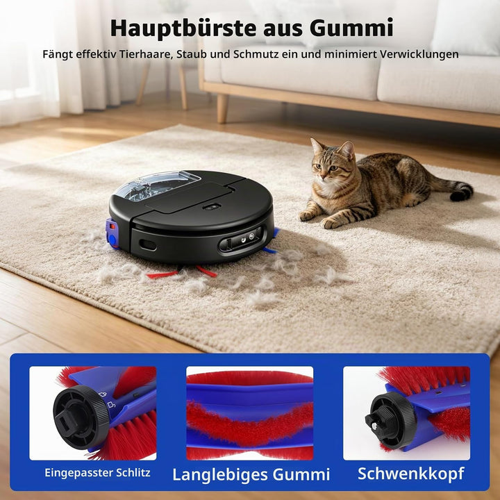 18 Stück Ersatzteile für Dyson Spot+ Scrub AI Roboter-Staubsauger, 2 Hauptbürsten, 2 Rollmopp, 8 Sei
