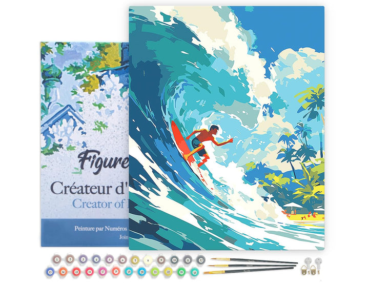 Figured'Art Malen Nach Zahlen Erwachsene Mit Rahmen Surfen in Hawaii - Paint by Numbers Basteln DIY