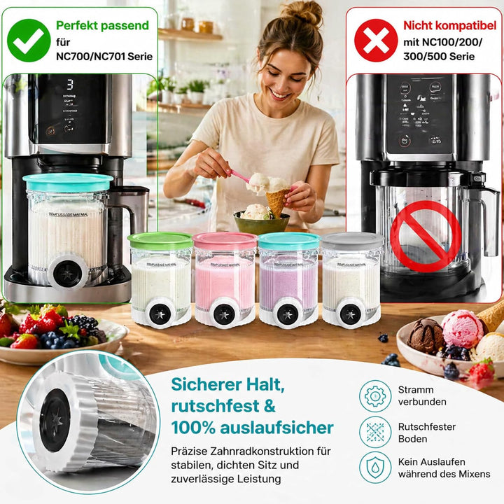4 Stück Behälter für Ninja Swirl by Creami, Eiscremebecher und Deckel Kompatibel mit Ninja Creamy NC
