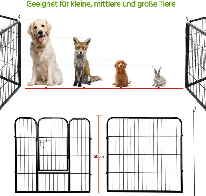Yaheetech 16 eckig Welpenauslauf Hundelaufstall Zaun Gitter Welpen Hasen Kaninchen Freigehege mit 2