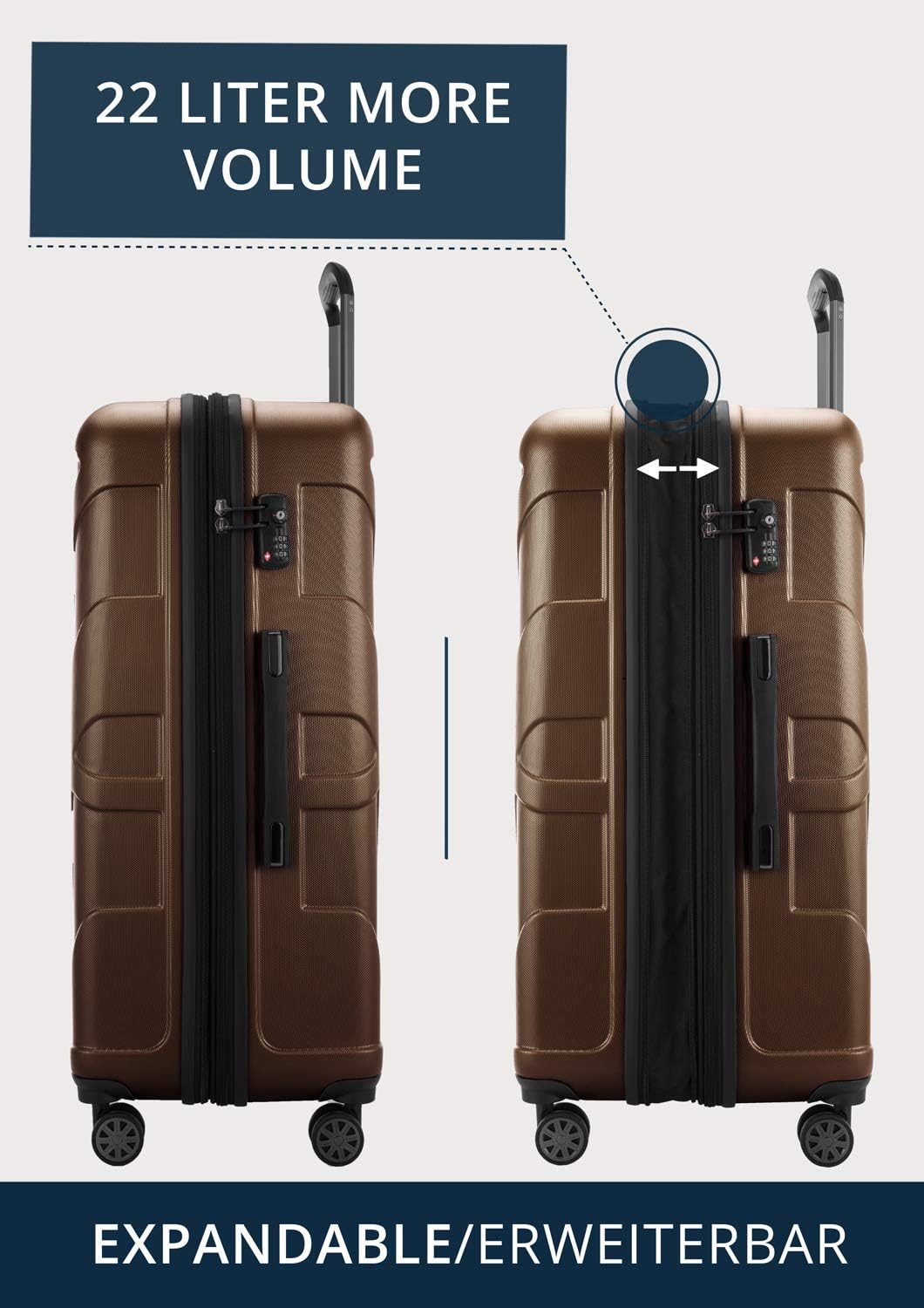 suitline - Grosser Hartschalen-Koffer Koffer Trolley Rollkoffer XL Reisekoffer, TSA, 76 cm, ca. 96-1