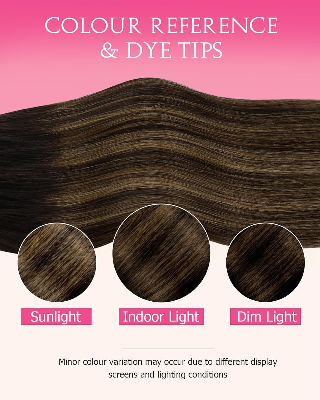 Hetto Echthaar Microring Extensions Balayage Microring Echthaar Extensions Dunkelstes Braun bis Hell
