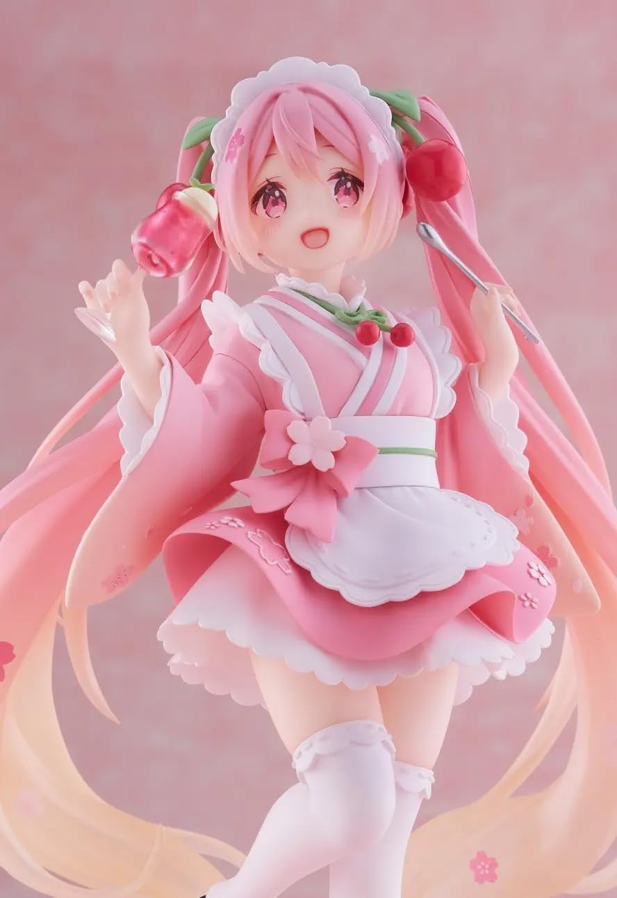 Taito Hatsune Miku Statuette PVC Newley Written Sakura Miku Japanese Cafe Ver. 18 cm