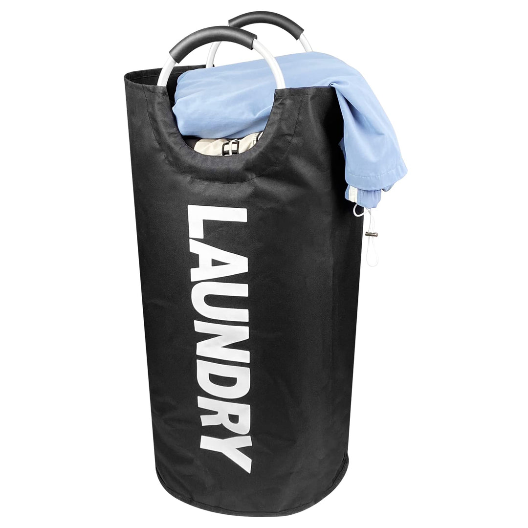 Gvolatee Wäschekorb Oxford-Stoff 90L, Wäschesammler Schwarz Faltbar mit EVA Henkel, Laundry Basket W