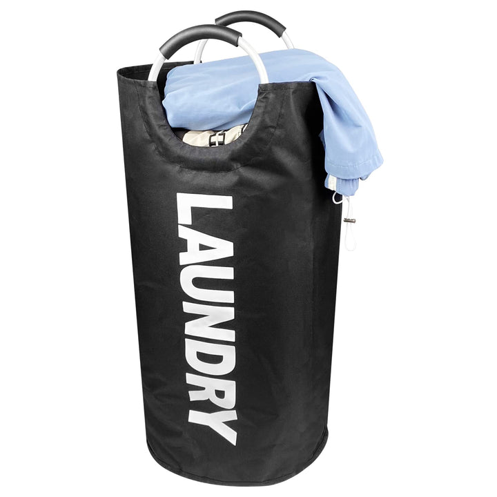 Gvolatee Wäschekorb Oxford-Stoff 90L, Wäschesammler Schwarz Faltbar mit EVA Henkel, Laundry Basket W