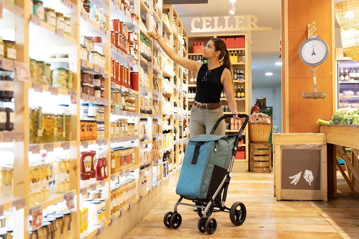 Carlett – Classic Duo | Faltbarer Einkaufswagen mit Gratis-Haken | Robuster Einkaufswagen | 4 Räder