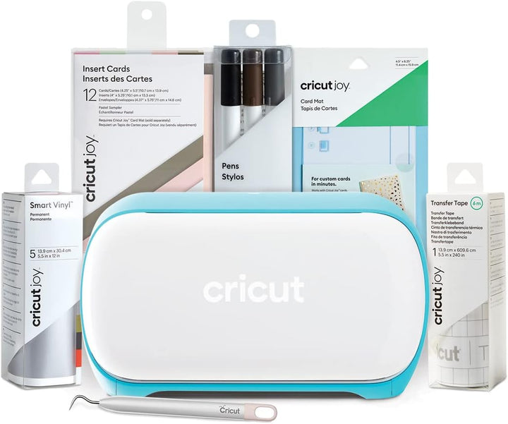 Cricut Joy | Compact Smart Cutting Machine Starter Bundle, Weiss &amp; Basiswerkzeuge, Sortiert Starterp