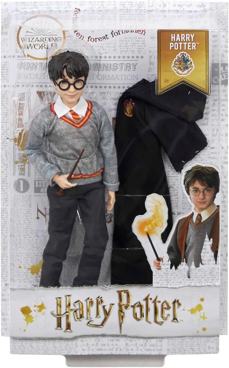 Mattel Harry Potter - Sammlerpuppe (ca. 26 cm) mit Hogwarts-Uniform, Gryffindor-Robe und Zauberstab,