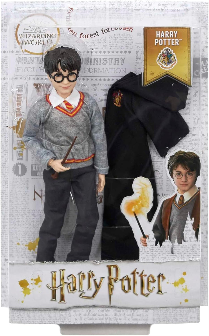 Mattel Harry Potter - Sammlerpuppe (ca. 26 cm) mit Hogwarts-Uniform, Gryffindor-Robe und Zauberstab,