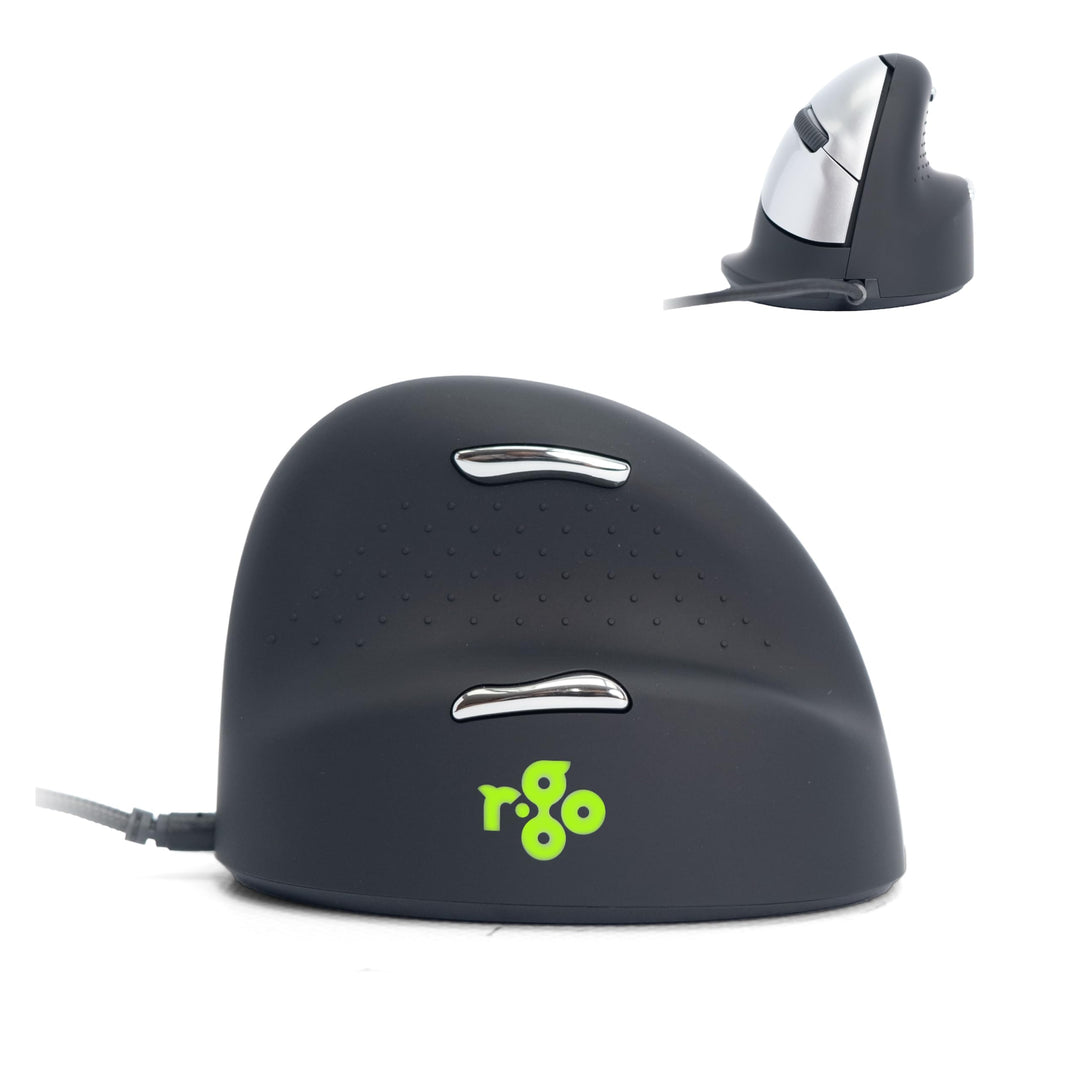 R-Go HE Ergonomische Maus, Für grosse Hand, Mit Break-Software, Stilles Klicken, (USB C Kabelkabelge