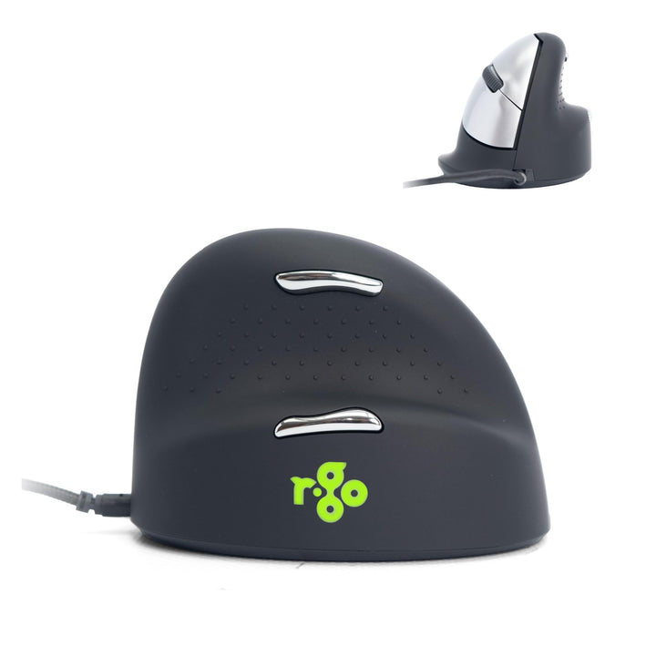 R-Go HE Ergonomische Maus, Für grosse Hand, Mit Break-Software, Stilles Klicken, (USB C Kabelkabelge