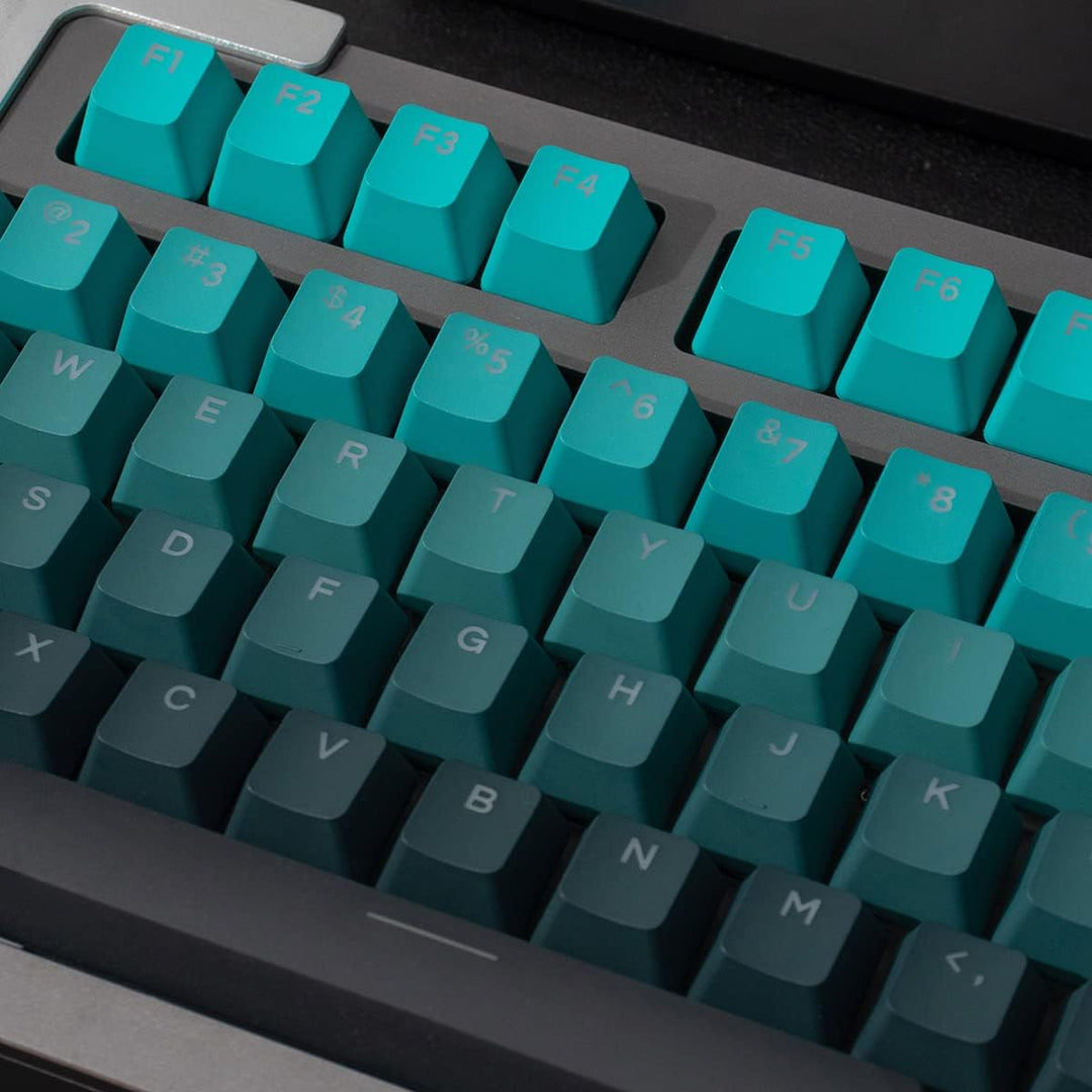 123 Tasten Double Shot PBT Tastenkappen OEM-Profil Farbverlauf Cyan Hintergrundbeleuchtung Tastenkap