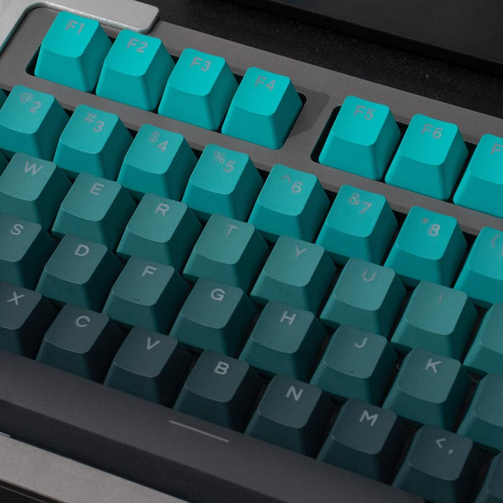 123 Tasten Double Shot PBT Tastenkappen OEM-Profil Farbverlauf Cyan Hintergrundbeleuchtung Tastenkap