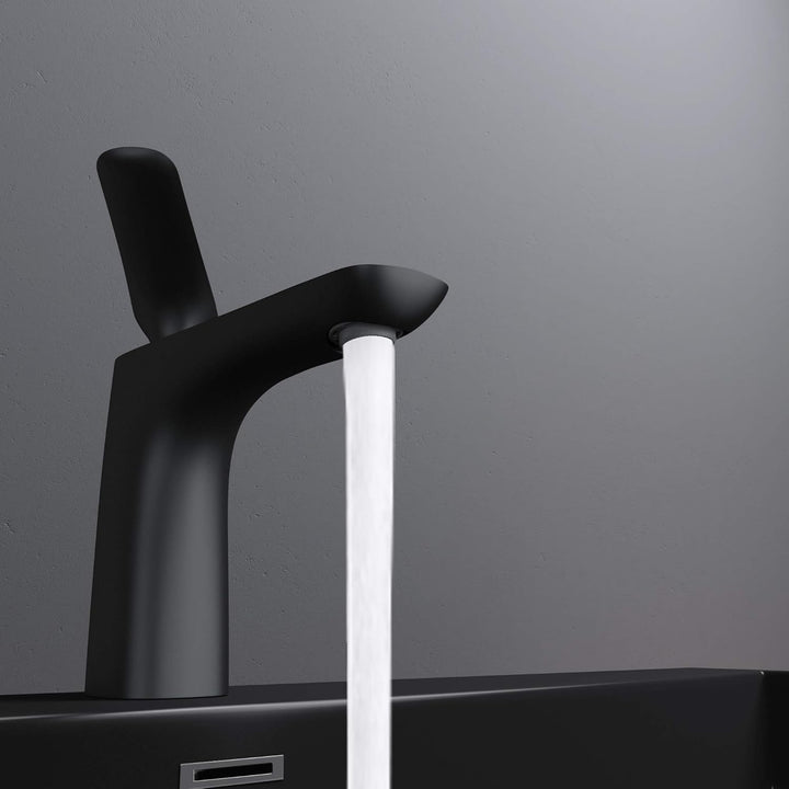 Mai &amp; Mai Armatur Wasserhahn Bad Schwarz matt WAM-7201 | Waschbeckenarmatur 16.5cm hoch | Badinstall