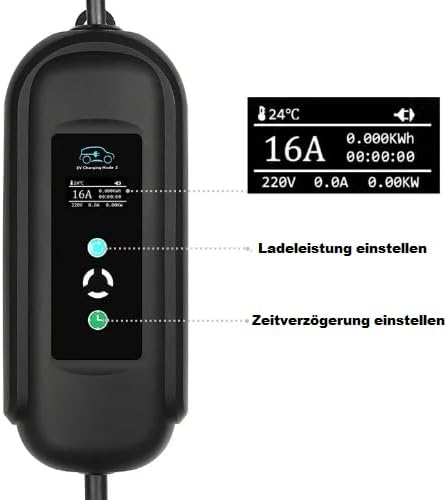 Tragbare Mobile Wallbox 11kW mit 10 Meter Typ2 Ladekabel und CEE Stecker 16A Rot 3-Phasen & Adapter