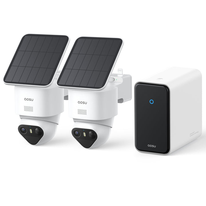 aosu T2 Ultra 4K UHD Überwachungskamera Aussen Solar Akku für aosuCortex, 2 Cam-Kit, TrueColor Nacht