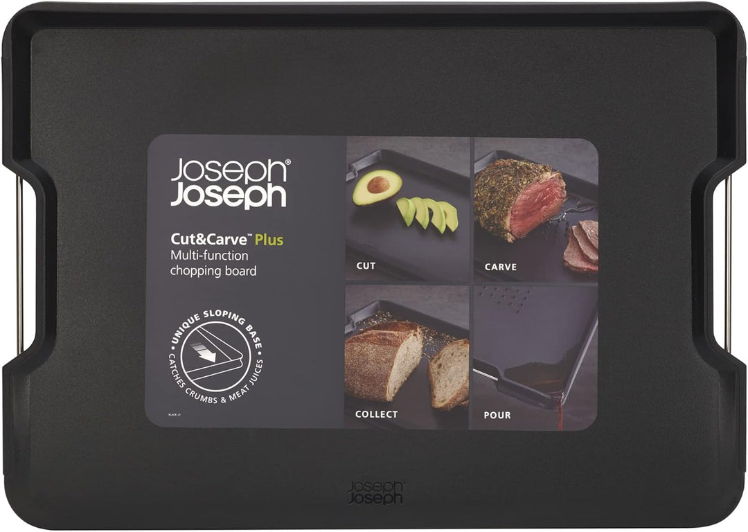 Joseph Joseph Cut&Carve Plus - Rutschfestes, multifunktionales, doppelseitiges Schneidebrett für die
