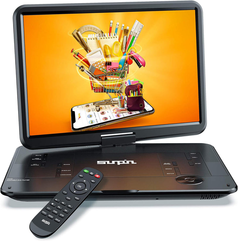 SUNPIN 17.9" Tragbarer DVD Player mit 15,6 Zoll HD Schwenkbaren Bildschirm, Stereo-Lautsprecher&Dual