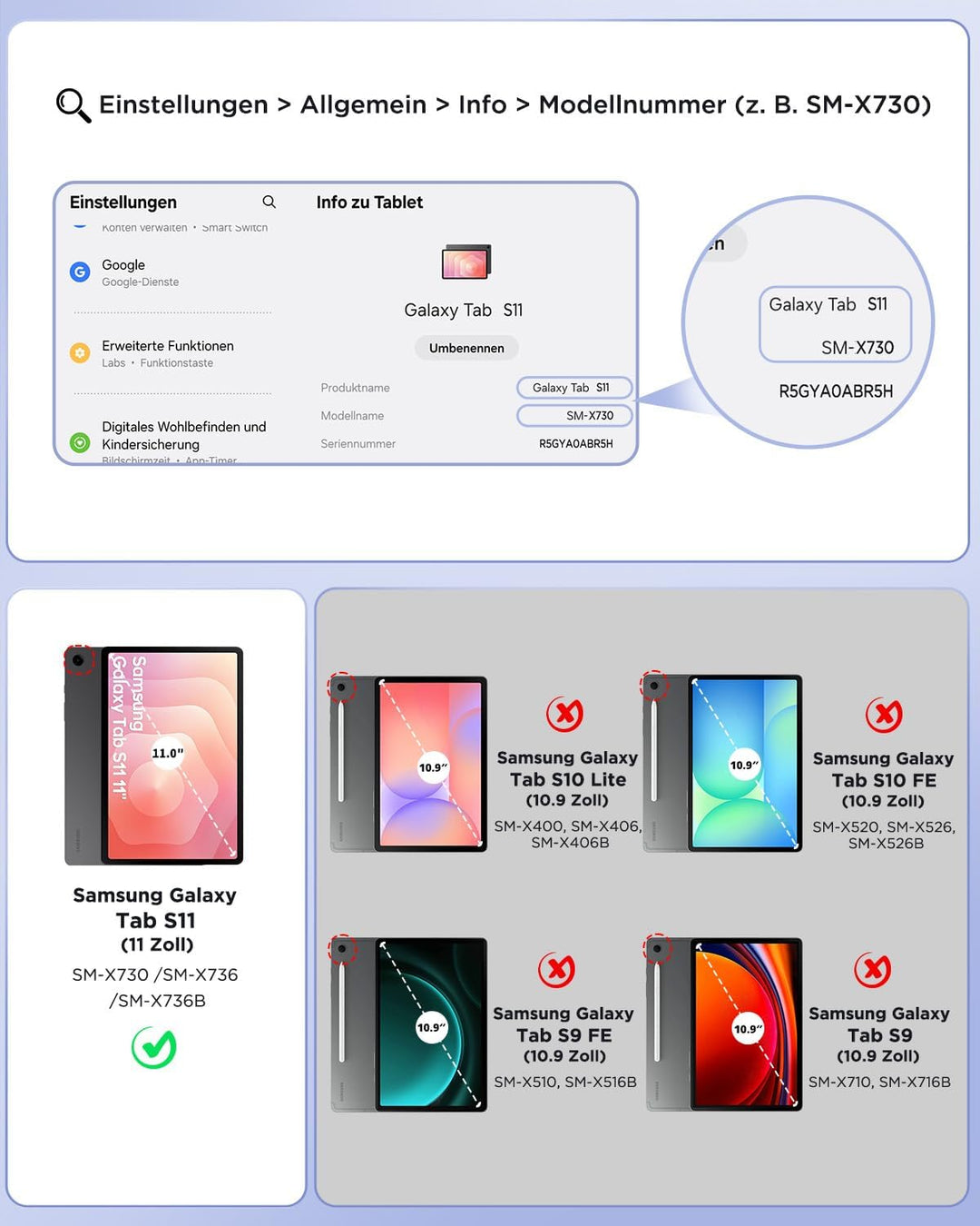 CACOE Hülle Tastatur Kompatibel mit Samsung Galaxy S10 Lite 5G / S10 FE / S9 FE / S9 10.9 Zoll/11 Zo