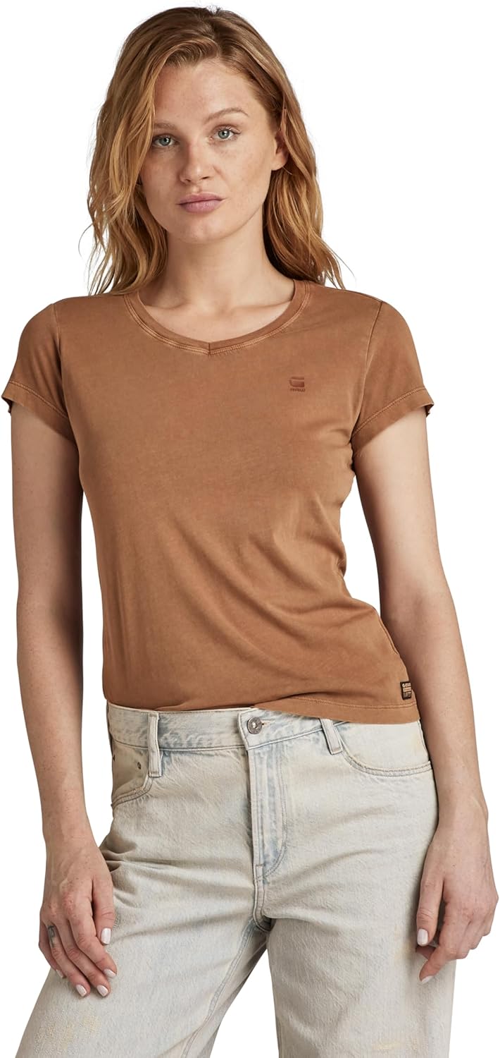 G-STAR Damen Eyben Slim V-Neck Top 2.0, Braun (Toasted Coconut Gd D24533-b059-g414)