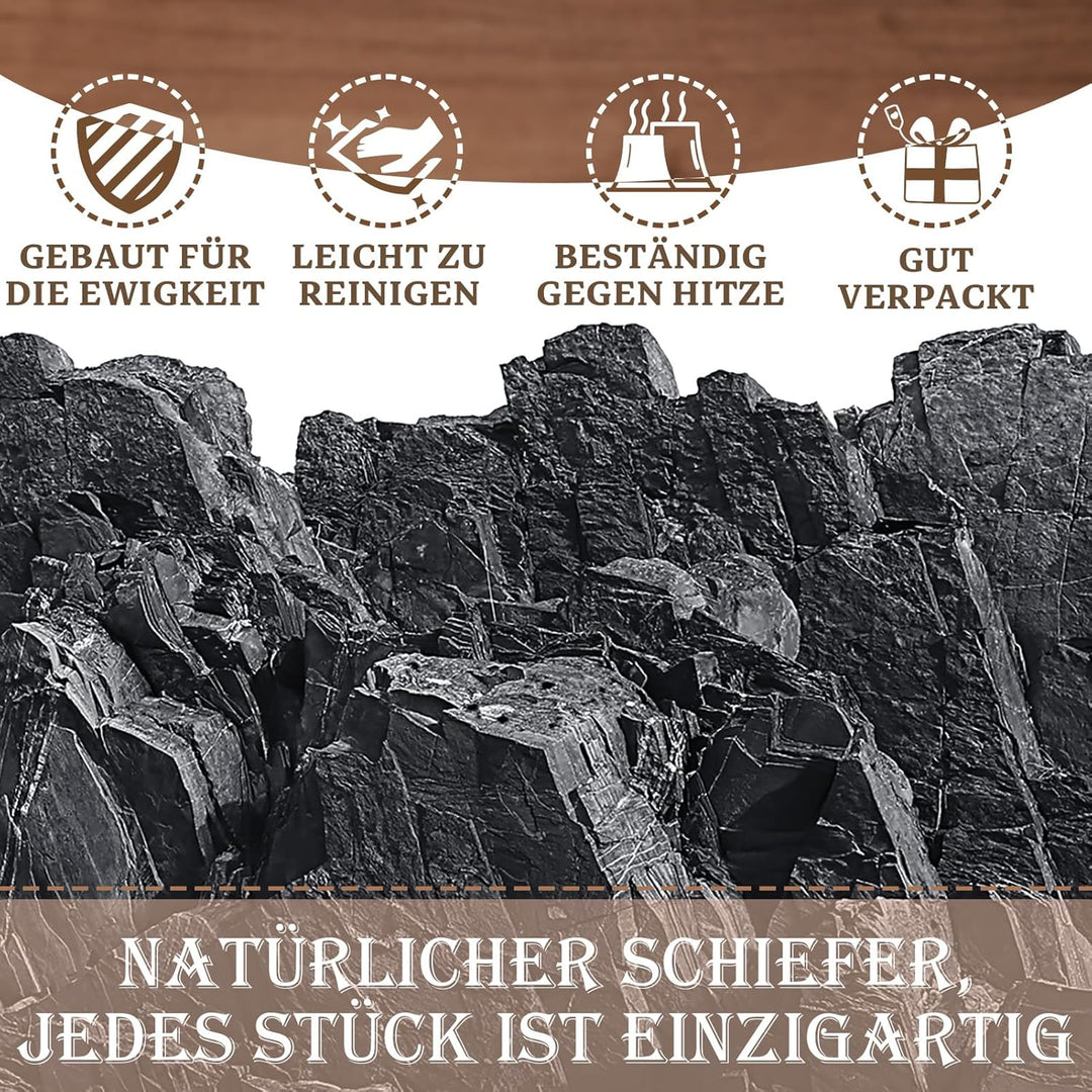 13 Stück Schiefer-Getränkeuntersetzer, GOH DODD 4 Zoll Schwarze Steinuntersetzer Set, Lasergravierte