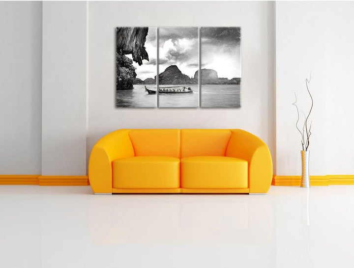 Pixxprint Thailand Phuket Playa Paradisiaca / 3-Teilig/Gesamtmass 120cm Leinwandbild bespannt auf Ho