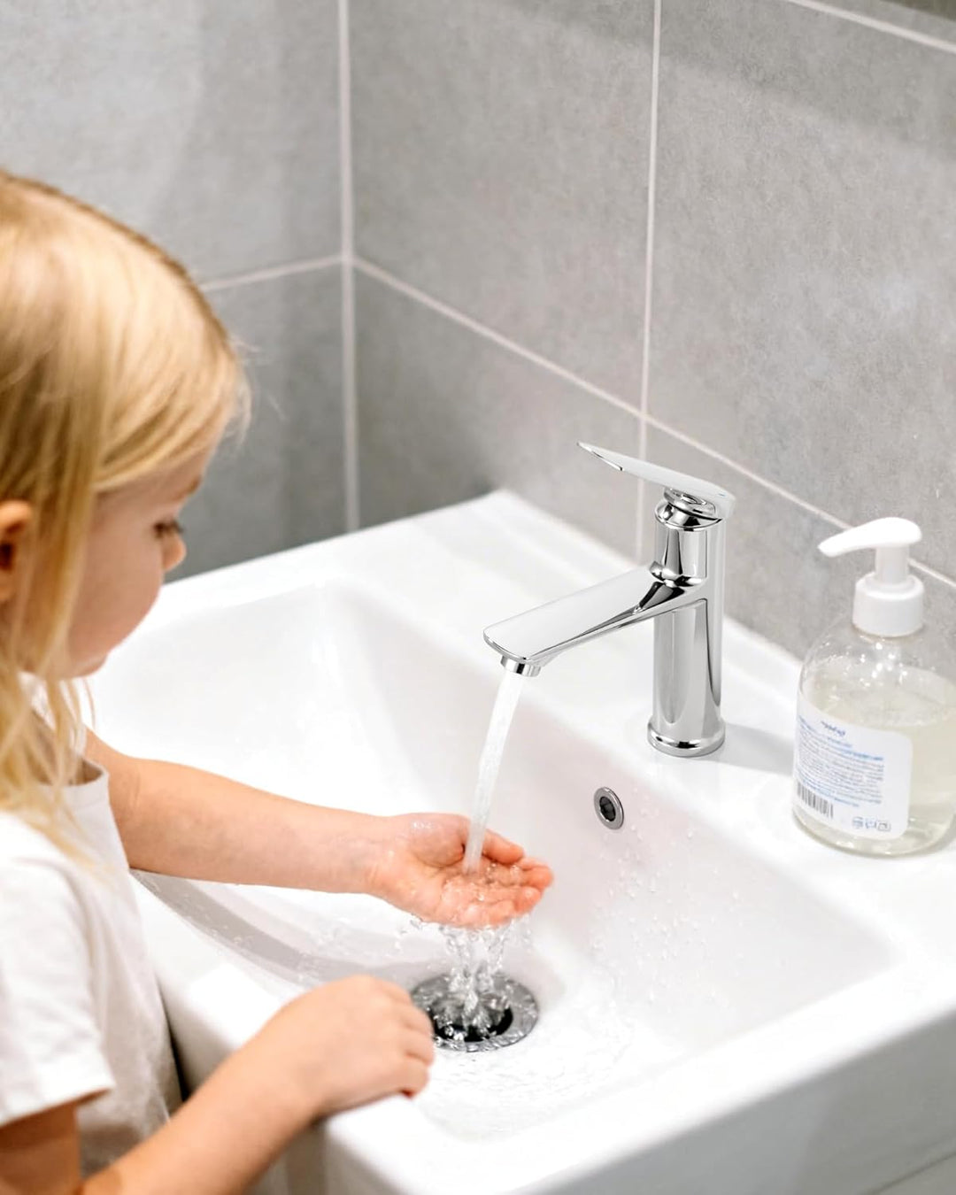 Wasserhahn Bad, Waschtischarmatur Bad Chrom Einhebelmischer Armatur Hochdruck Waschtischwasserhahn m