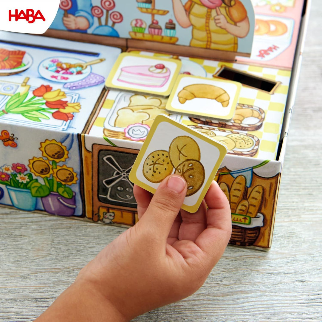 HABA Meine ersten Spiele – Einkaufen – Spiel ab 2 Jahren mit 3D-Marktstand, Holz-Spielgeld & Einkauf
