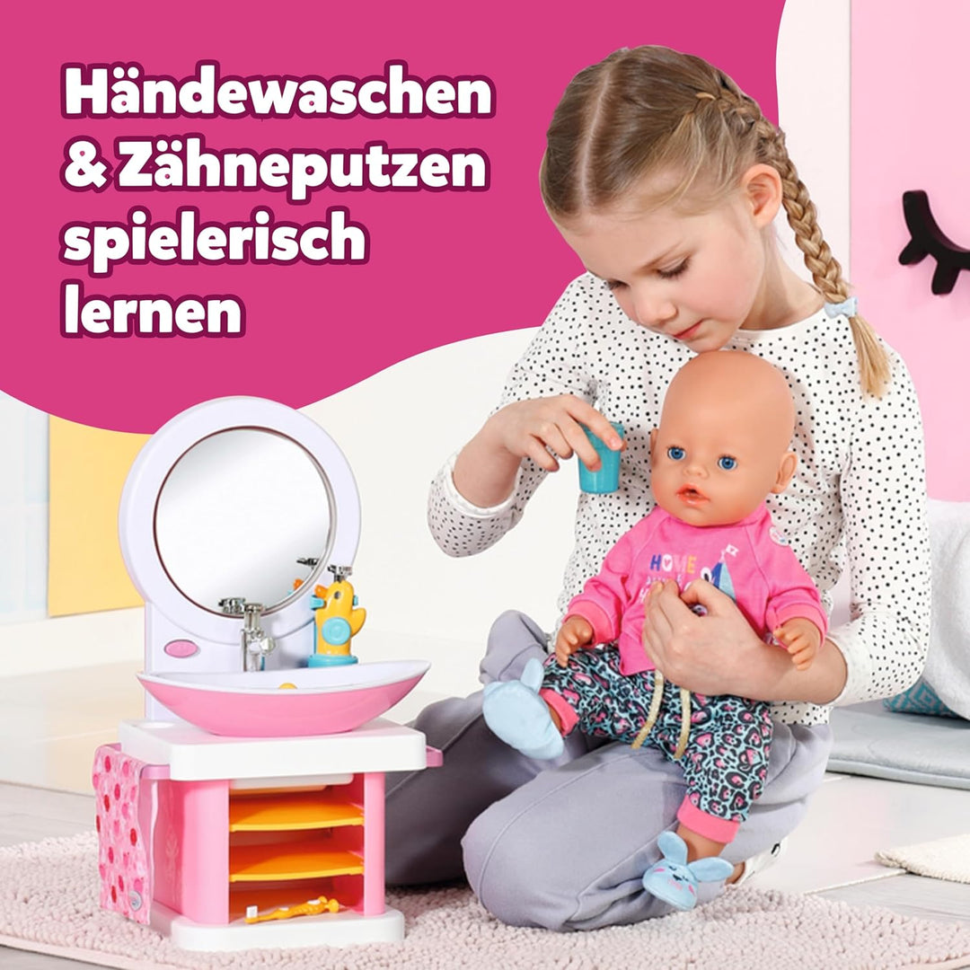 Zapf Creation 832707 BABY born Bath Waschtisch- interaktiver Puppenwaschtisch mit Licht- und Soundfu