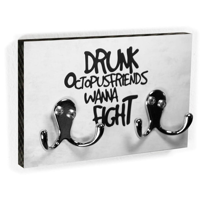 Lustiges Schlüsselbrett – Drunk Octopus Friends Wanna Fight – Kreatives Schlüsselboard für vier Schl