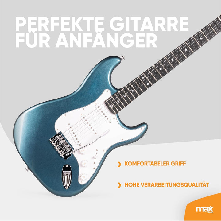 Max GigKit E Gitarre Set, E Guitar, Elektrogitarre mit Verstärker 40 Watt, Gitarrentasche, Plektrum,