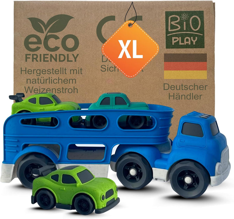 BIOPLAY® Spielzeug XXL Autotransporter aus nachhaltigem Bio-Kunststoff | für Jungen und Mädchen | Ki