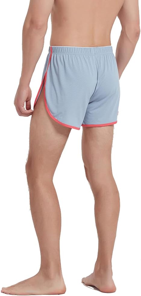 BIATWOWR Herren Boxershorts Atmungsaktive und Bequem Boxershorts mit Seitenschlitz Schwarzgraublau M