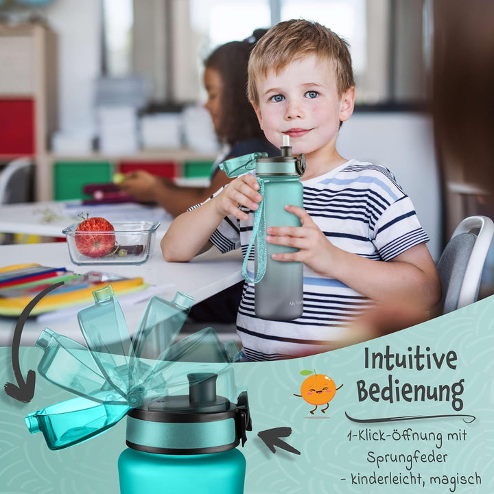 My Vesperbox – Minny - Kinder Trinkflasche auslaufsicher – 350ml, 500ml, 750ml – mit Strohhalm oder