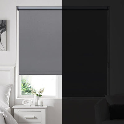 Eurohome Verdunkelungsrollo Thermo Rollo 100x160cm (Stoffbreite 96 cm) Grau Klemmfix ohne Bohren mit