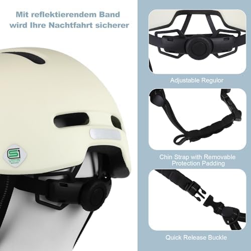 Shinmax Fahrradhelm für Damen und Herren, Einstellbarer Helm mit Visier &amp; Sonnenschutz, Leicht &amp; Bel