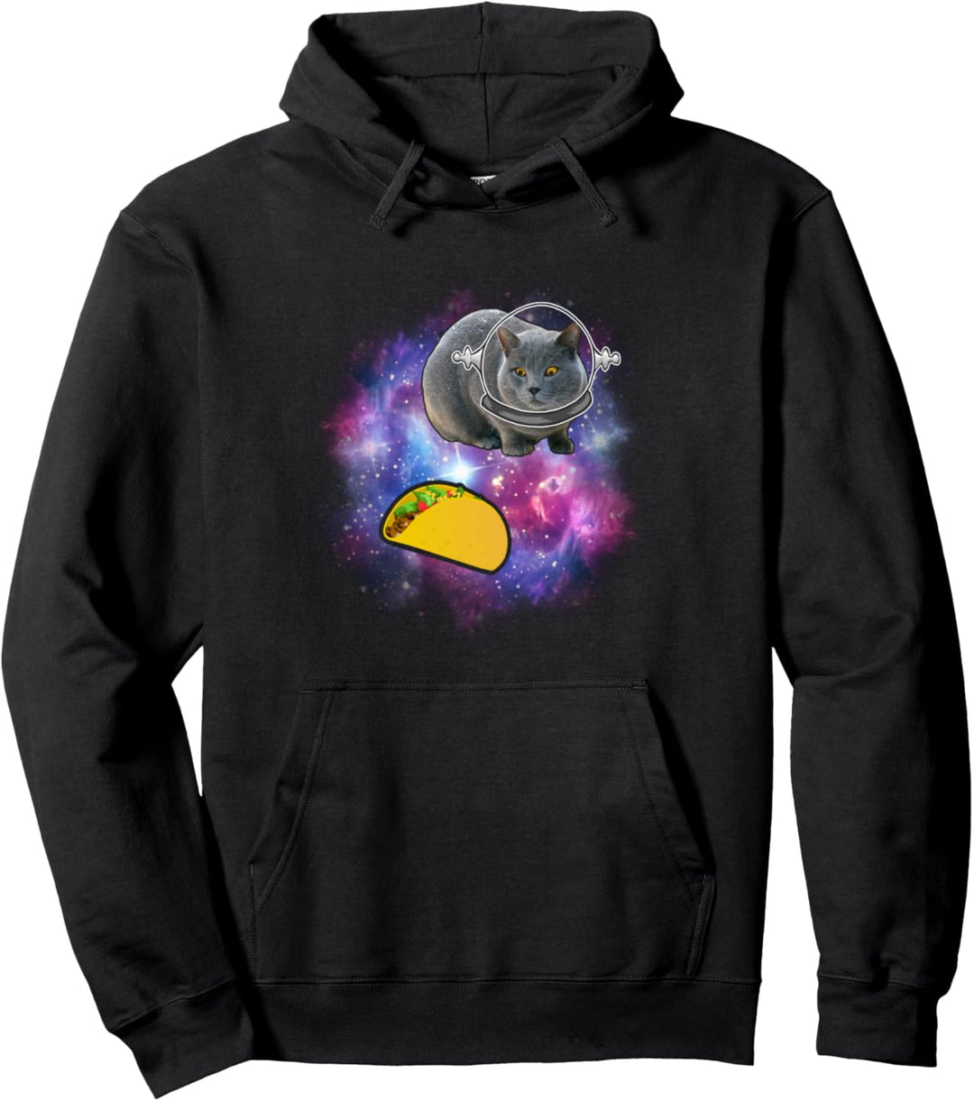 Funny Taco Space cat in the galaxy Pullover Hoodie