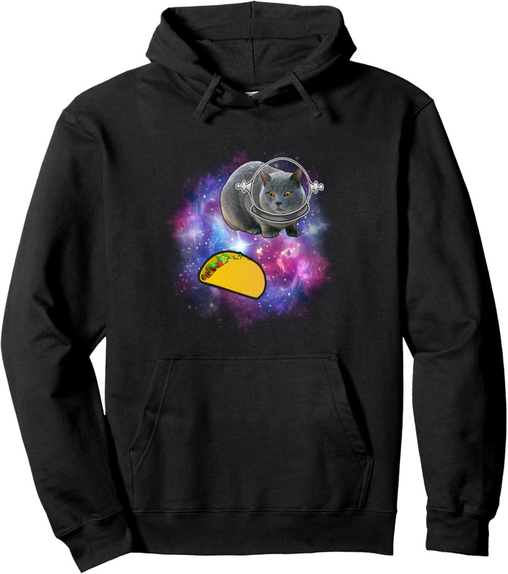 Funny Taco Space cat in the galaxy Pullover Hoodie
